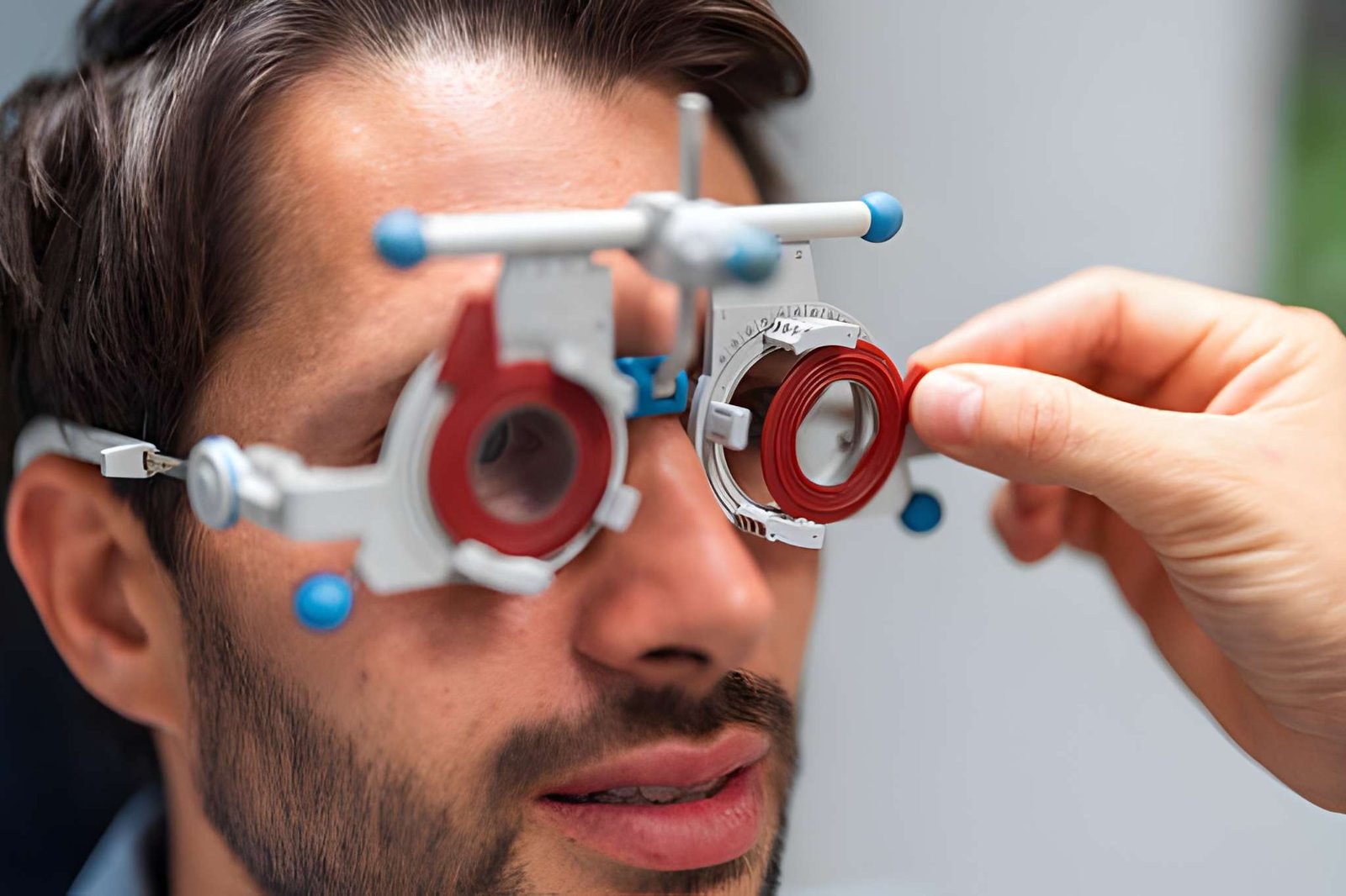 A woman experiencing vision problems in need of a consultation with an optometry or ophthalmology specialist.